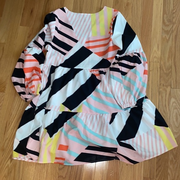 Amoretu Women Summer Tunic V Neck Loose Flowy Swing Shift Dress Flounce - Picture 2 of 12